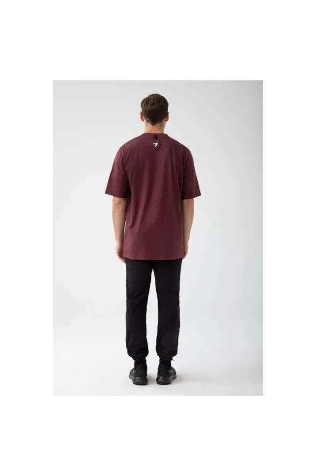 Trec Wear Bordowy T-shirt męski TW BASIC TSHIRT OVERSIZE 182 M BURGUNDY