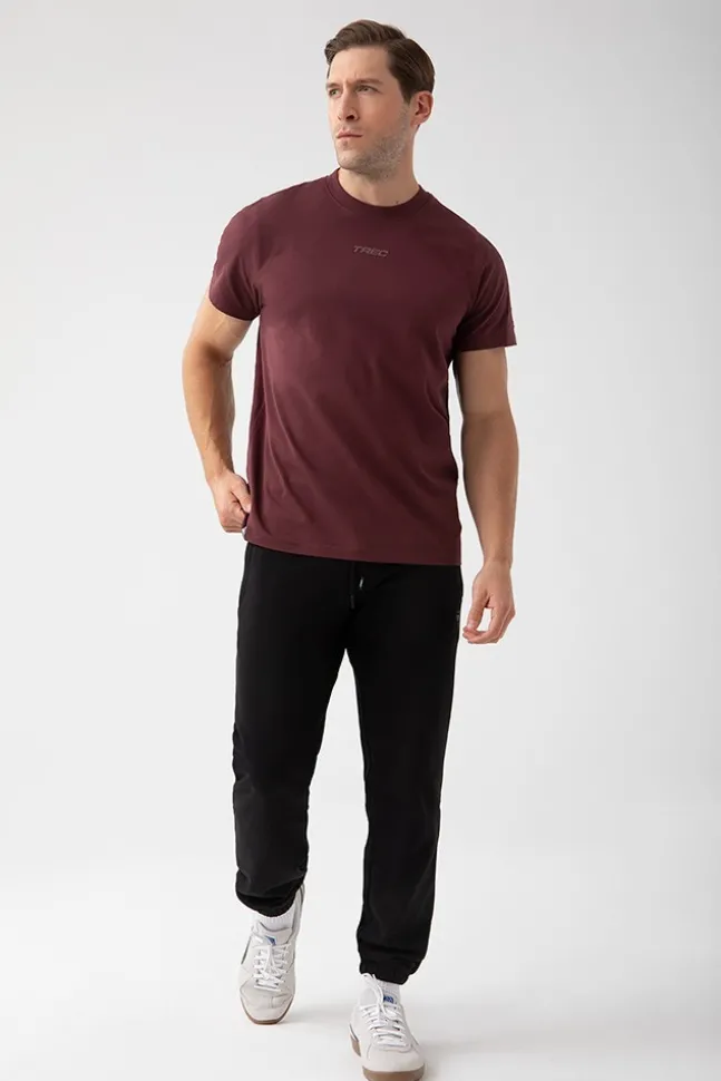 Trec Wear NOWOŚĆ Bordowy T-shirt męski TW BASIC TSHIRT 182 M BURGUNDY