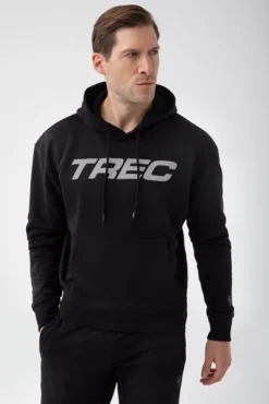 Trec Wear NOWOŚĆ Czarna bluza męska z kapturem TW BASIC HOODIE 185 M BLACK