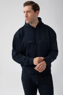 Trec Wear NOWOŚĆ Granatowa bluza męska z kapturem TW BASIC HOODIE 184 M NAVY