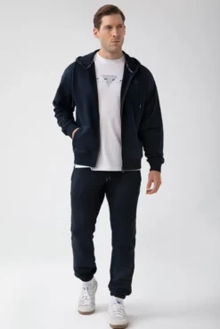 Trec Wear NOWOŚĆ Granatowa bluza rozpinana męska TW BASIC HOODIE ZIP 181 M NAVY