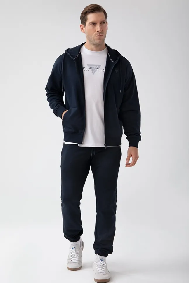 Trec Wear NOWOŚĆ Granatowa bluza rozpinana męska TW BASIC HOODIE ZIP 181 M NAVY