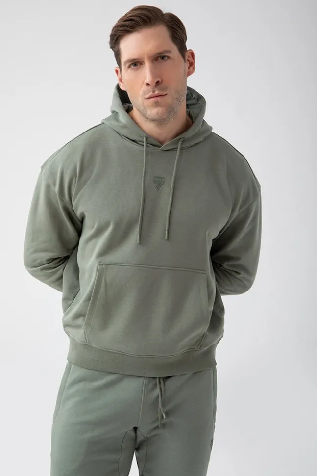 Trec Wear NOWOŚĆ Zielona bluza męska z kapturem TW BASIC HOODIE 183 M GREEN