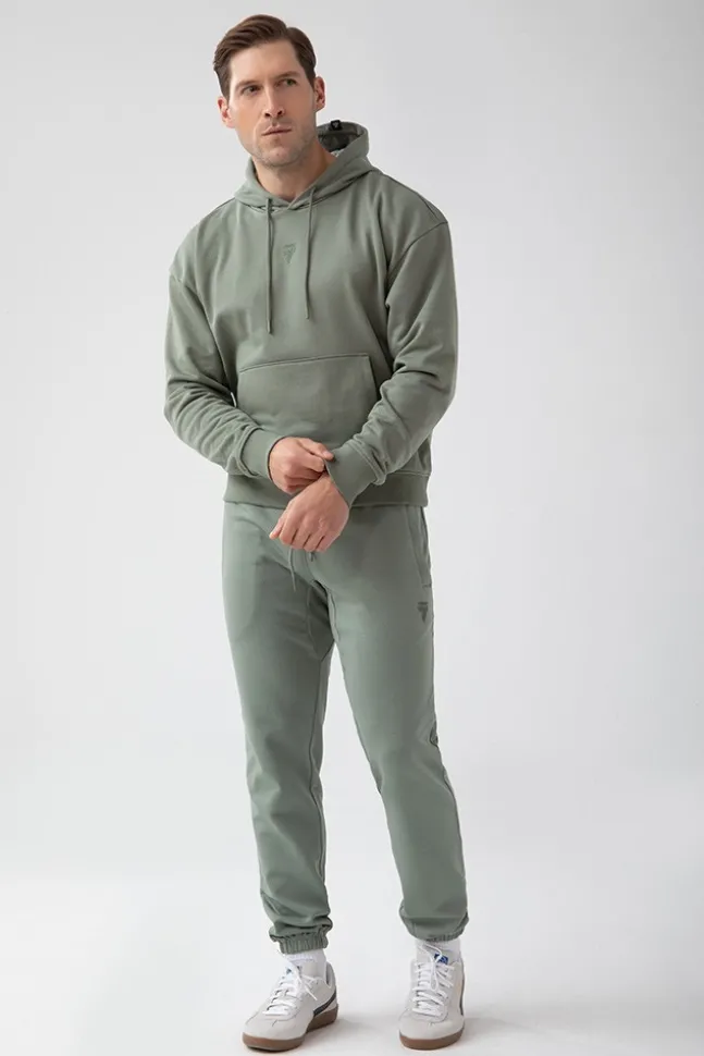Trec Wear NOWOŚĆ Zielona bluza męska z kapturem TW BASIC HOODIE 183 M GREEN