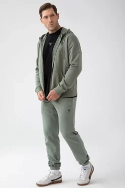 Trec Wear NOWOŚĆ Zielona bluza rozpinana męska TW BASIC HOODIE ZIP 180 M GREEN